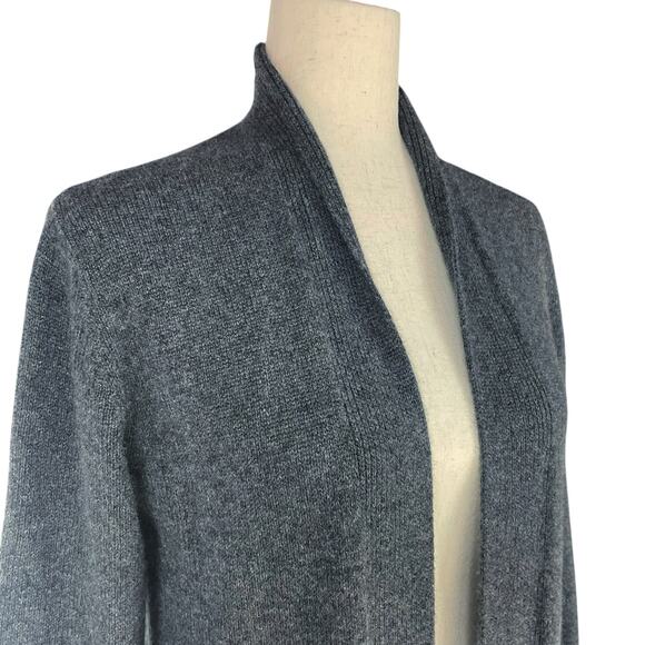 THEORY 100% Cashmere Slouchy Open Cardi Sweater in Charcoal Gray Pockets Size M - Picture 2 of 9